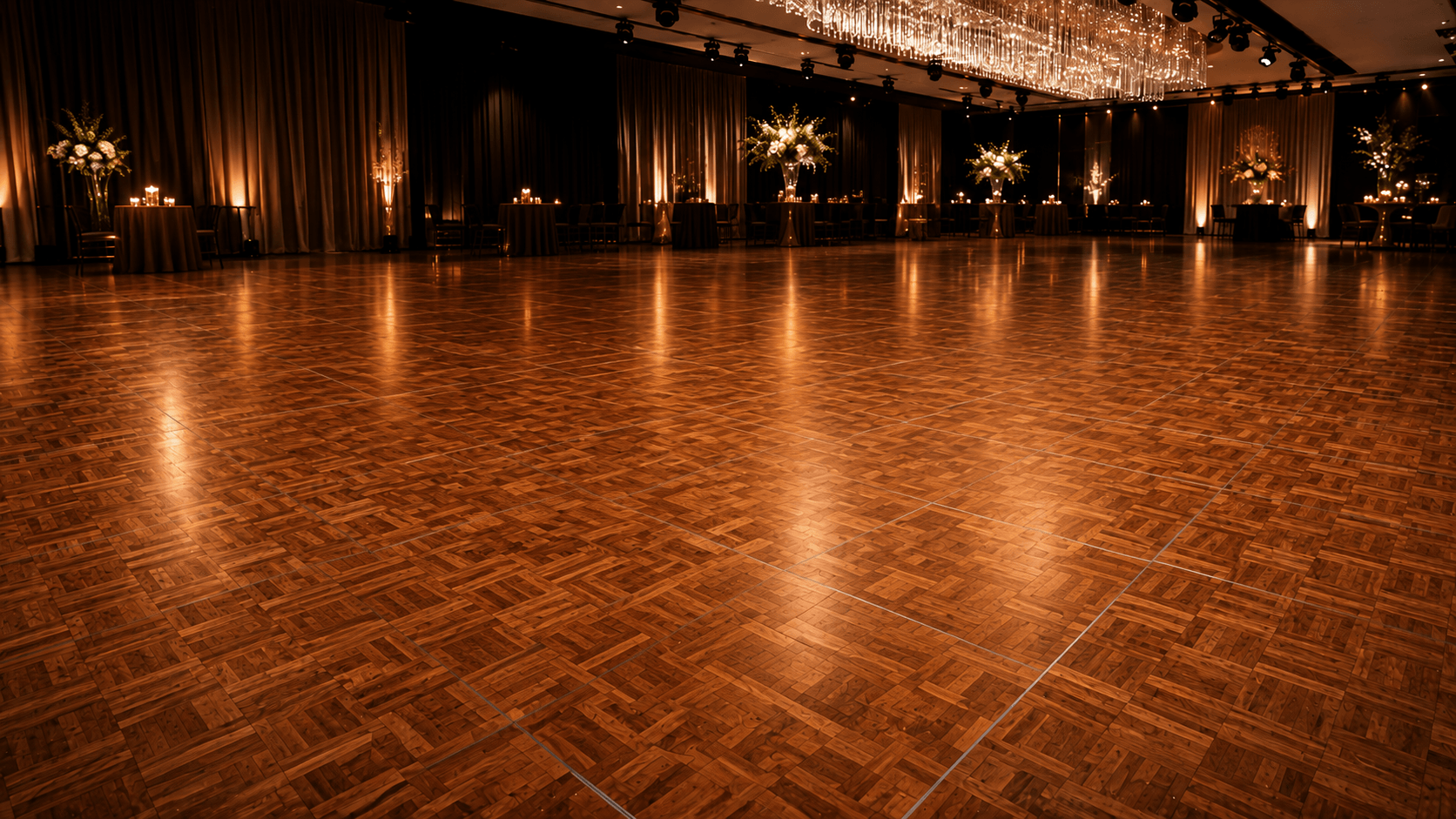 Wooden dance floor in a ballroom